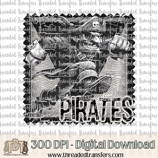 Pirates Mascot Stamp Digital Design Download (PNG Format - no product shipped)