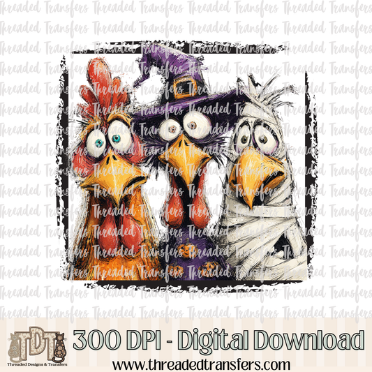 Chickens Trick or Treat Digital Design Download (PNG Format - no product shipped)