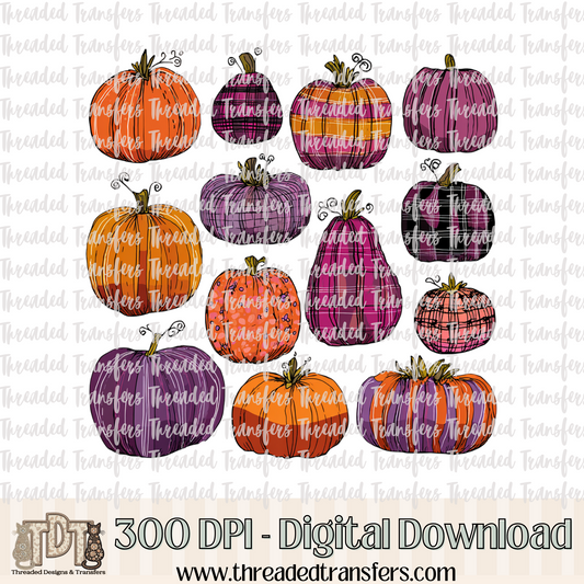 Whimsical Pumpkins Digital Design Download (PNG Format - no product shipped)