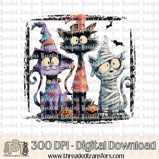Cats Trick or Treat Digital Design Download (PNG Format - no product shipped)