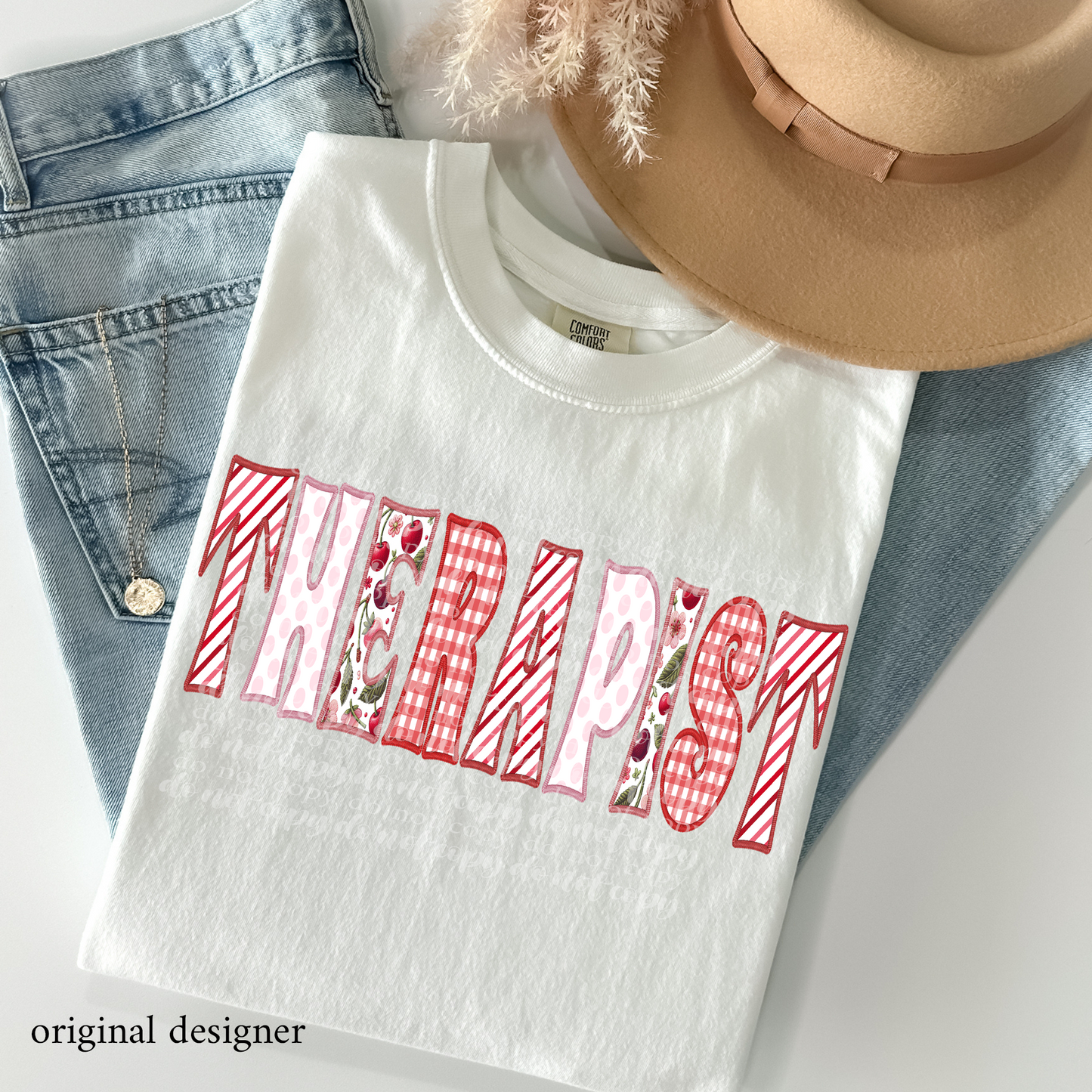 Therapist Sweet Cherry Career **EXCLUSIVE** Faux Embroidery DTF & Sublimation Transfer