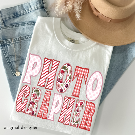 Photographer Sweet Cherry Career **EXCLUSIVE** Faux Embroidery DTF & Sublimation Transfer