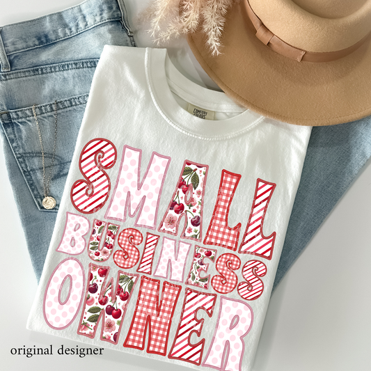 Small Business Owner Sweet Cherry Career **EXCLUSIVE** Faux Embroidery DTF & Sublimation Transfer