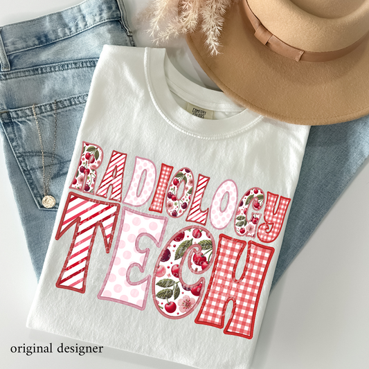 Radiology Tech Sweet Cherry Career **EXCLUSIVE** Faux Embroidery DTF & Sublimation Transfer