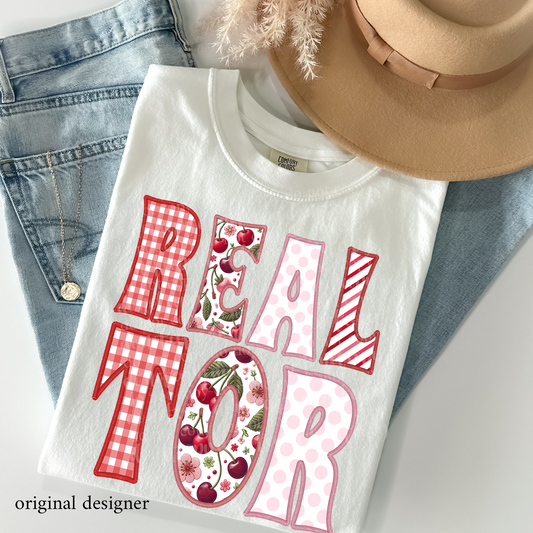 Realtor Sweet Cherry Career **EXCLUSIVE** Faux Embroidery DTF & Sublimation Transfer