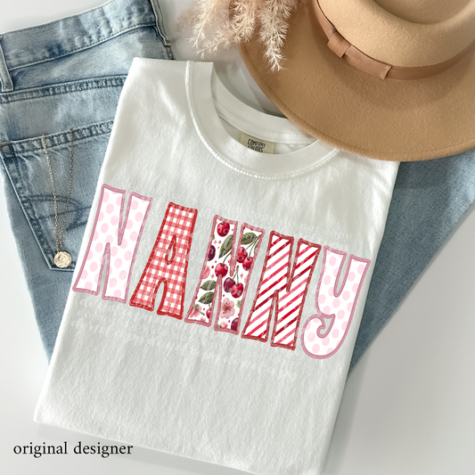 Nanny Sweet Cherry Career **EXCLUSIVE** Faux Embroidery DTF & Sublimation Transfer