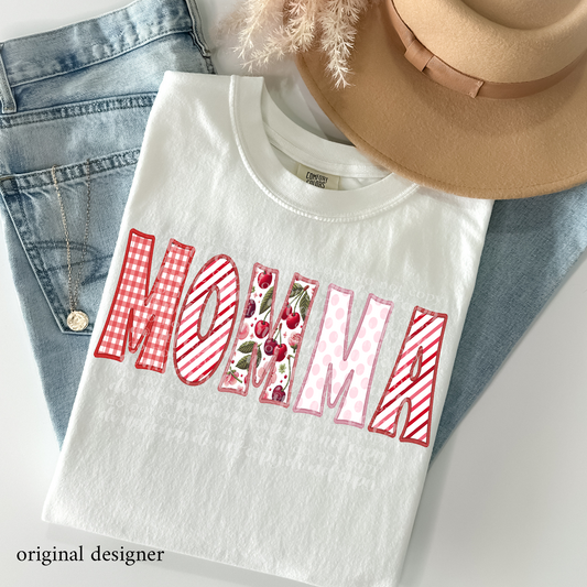 Momma Sweet Cherry Career **EXCLUSIVE** Faux Embroidery DTF & Sublimation Transfer