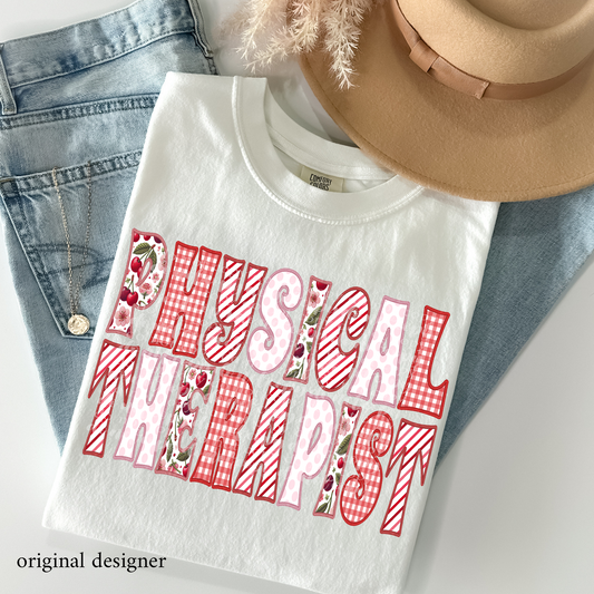 Physical Therapist Sweet Cherry Career **EXCLUSIVE** Faux Embroidery DTF & Sublimation Transfer