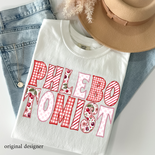 Phlebotomist Sweet Cherry Career **EXCLUSIVE** Faux Embroidery DTF & Sublimation Transfer