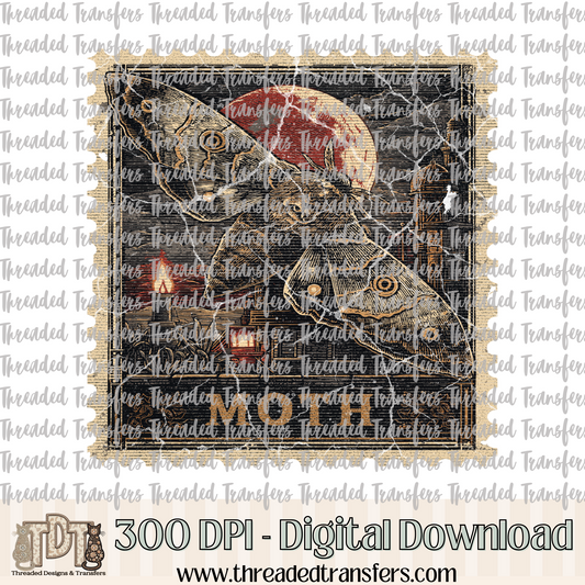 Vintage Horror Moth Stamp Digital Design Download (PNG Format - no product shipped)
