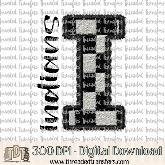 Fuzzy Checker Indians Faux Embroidery Digital Design Download (PNG Format - no product shipped)