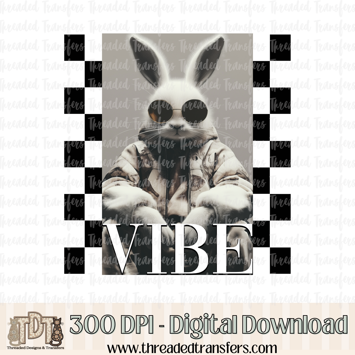 Vibe Bunny Digital Design Download (PNG Format - no product shipped)