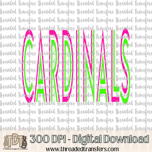 Vibrant Cardinals Mascot Typography Digital Design Download (PNG Format - no product shipped)