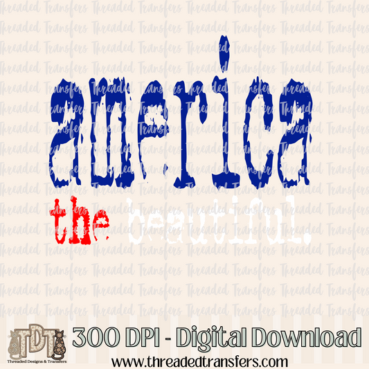 America the Beautiful Patriotic Typography Digital Design Download (PNG Format - no product shipped)