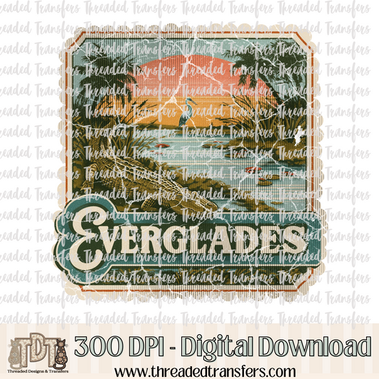 Vintage Everglades Stamp Digital Design Download (PNG Format - no product shipped)