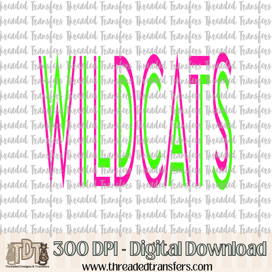 Vibrant Wildcats Mascot Typography Digital Design Download (PNG Format - no product shipped)