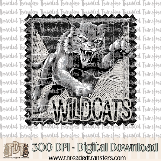 Wildcats Mascot Stamp Digital Design Download (PNG Format - no product shipped)