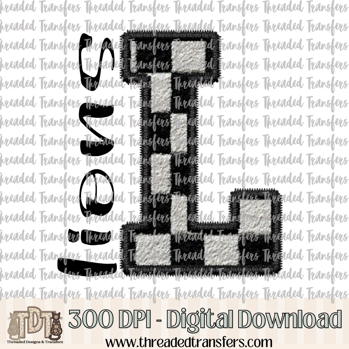 Fuzzy Checker Lions Faux Embroidery Digital Design Download (PNG Format - no product shipped)