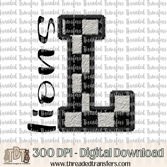 Fuzzy Checker Lions Faux Embroidery Digital Design Download (PNG Format - no product shipped)