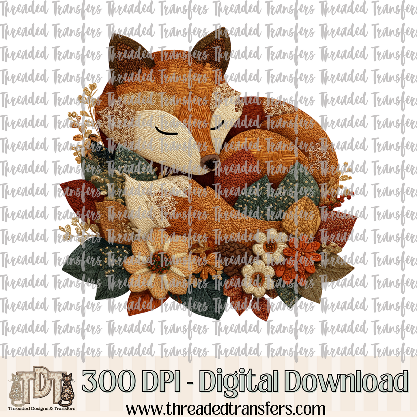 Vintage Cottage Fox Digital Design Download (PNG Format - no product shipped)