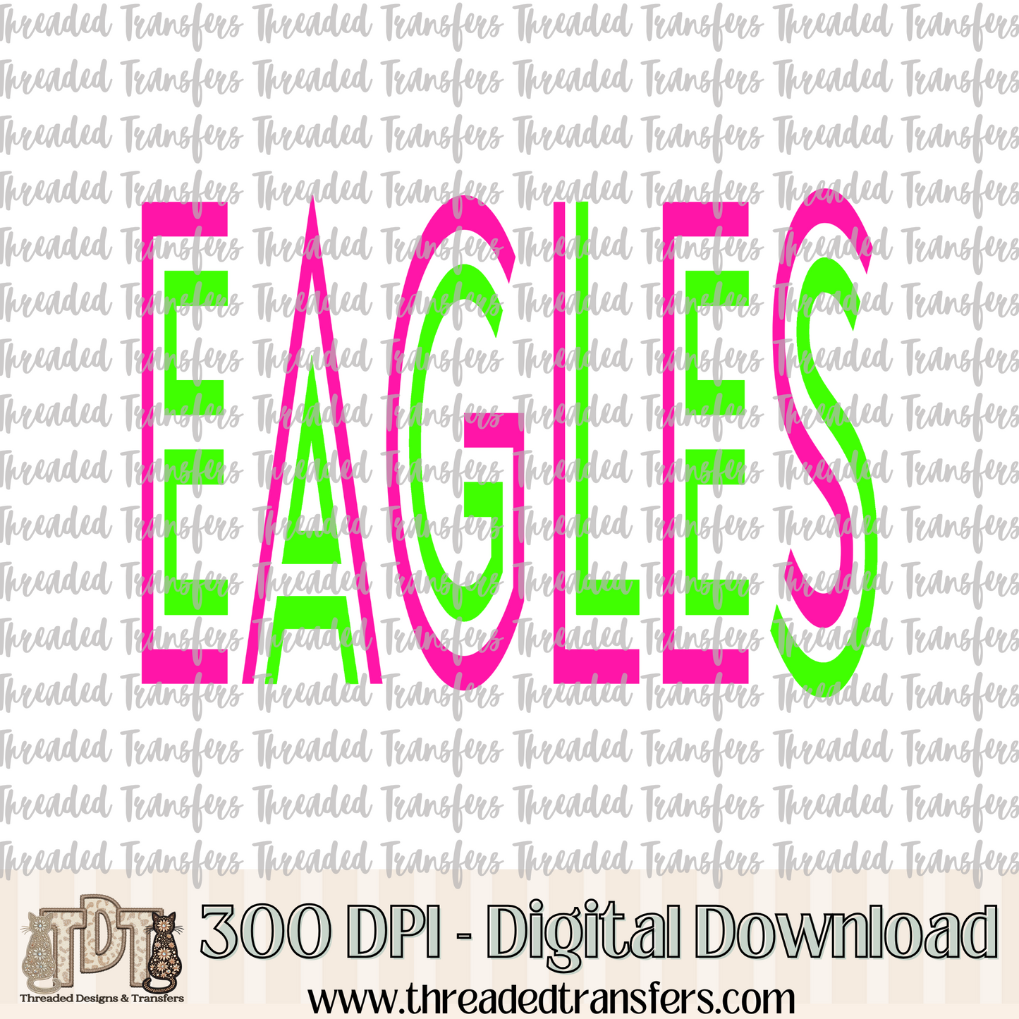 Vibrant Eagles Mascot Typography Digital Design Download (PNG Format - no product shipped)