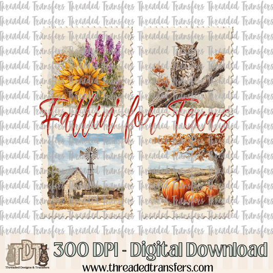 Fallin' for Texas Stamp Digital Design Download (PNG Format - no product shipped)