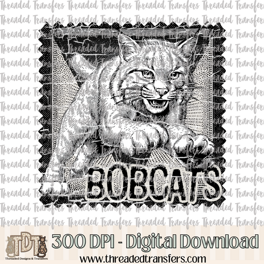Bobcats Mascot Stamp Digital Design Download (PNG Format - no product shipped)