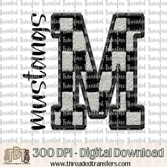 Fuzzy Checker Mustangs Faux Embroidery Digital Design Download (PNG Format - no product shipped)