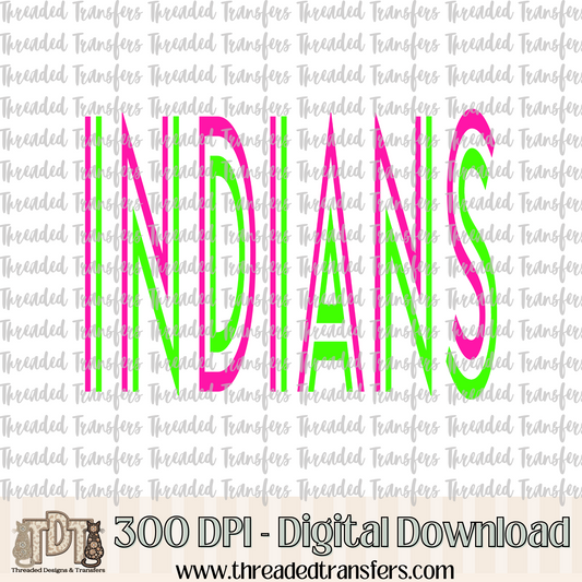 Vibrant Indians Mascot Typography Digital Design Download (PNG Format - no product shipped)