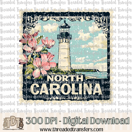 Vintage North Carolina Stamp Digital Design Download (PNG Format - no product shipped)