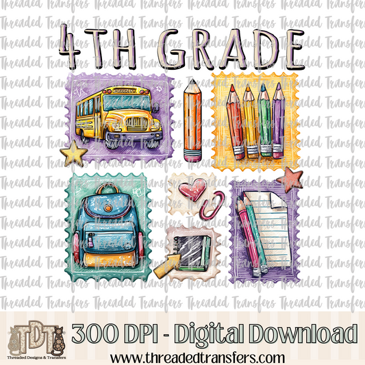 4th Grade Doodle Stamps Digital Design Download (PNG Format - no product shipped)