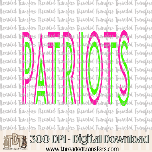 Vibrant Patriots Mascot Typography Digital Design Download (PNG Format - no product shipped)