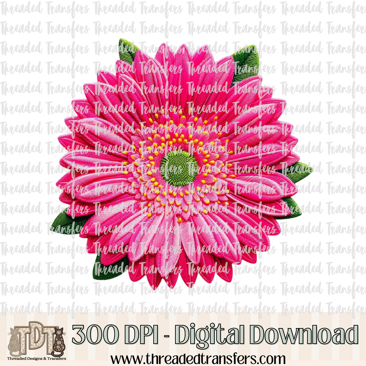 Vibrant Daisy Faux Embroidery Digital Design Download (PNG Format - no product shipped)
