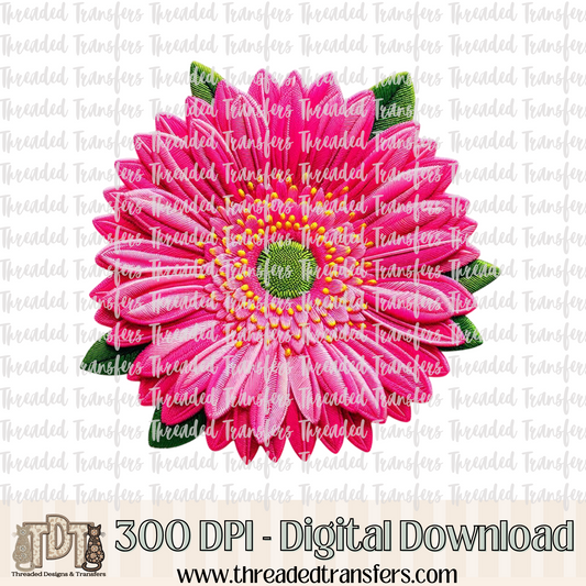 Vibrant Daisy Faux Embroidery Digital Design Download (PNG Format - no product shipped)