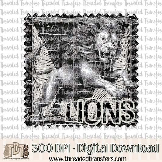 Lions Mascot Stamp Digital Design Download (PNG Format - no product shipped)