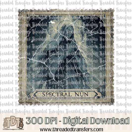 Vintage Horror Spectral Nun Stamp Digital Design Download (PNG Format - no product shipped)