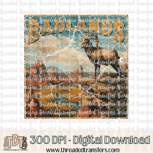Vintage Badlands Stamp Digital Design Download (PNG Format - no product shipped)