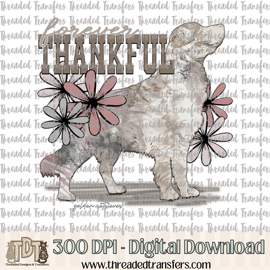 Forever Thankful Golden Retriever Digital Design Download (PNG Format - no product shipped)