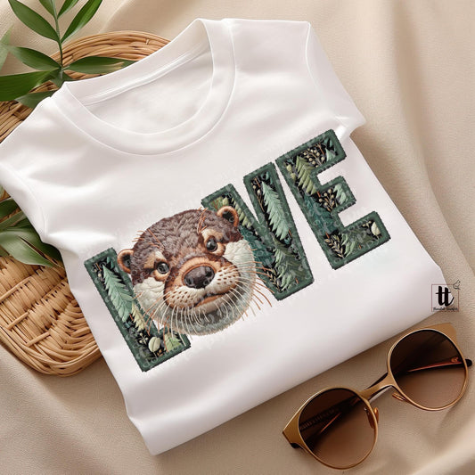 Otter Love Faux Embroidery DTF Transfer