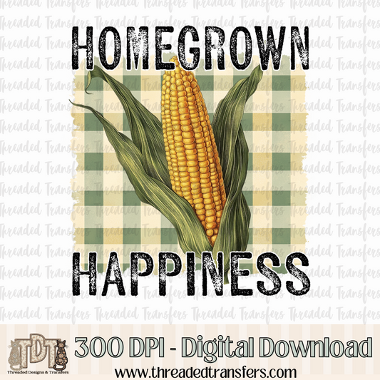Homegrown Happiness Corn Vintage Digital Design Download (PNG Format - no product shipped)