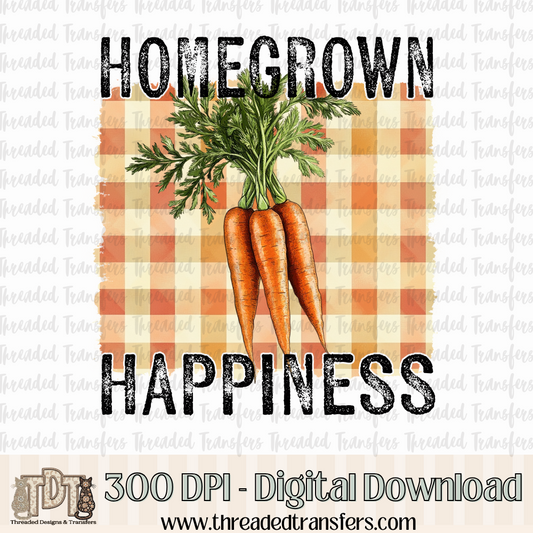 Homegrown Happiness Carrots Vintage Digital Design Download (PNG Format - no product shipped)
