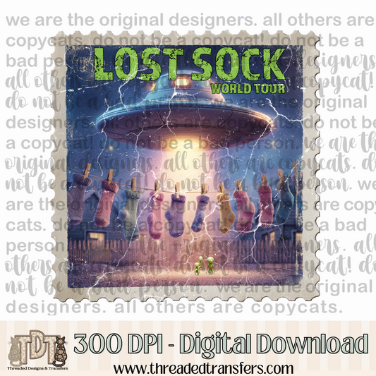 Lost Sock World Tour Stamp Digital Design Download (PNG Format - no product shipped)