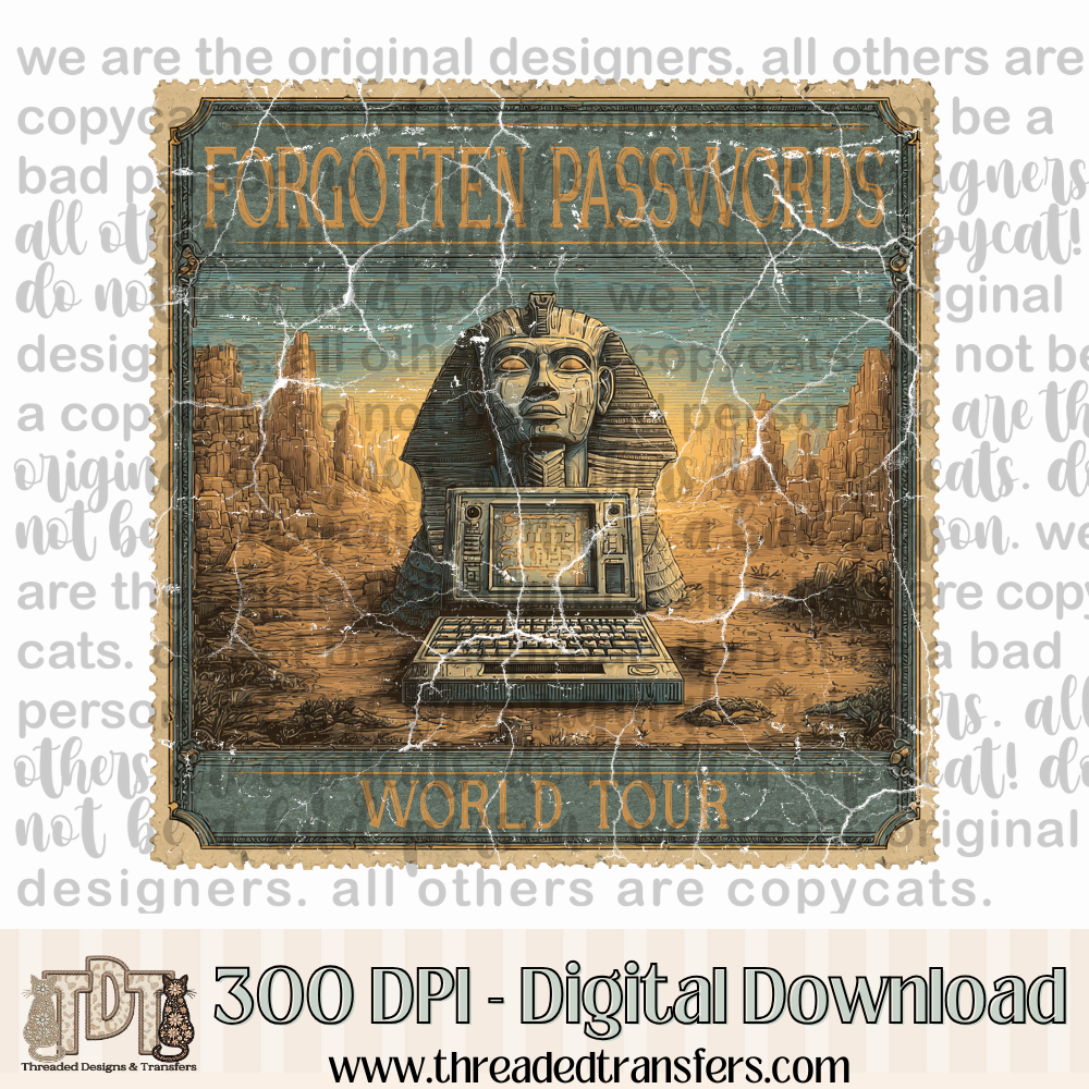 Forgotten Passwords World Tour Stamp Digital Design Download (PNG Format - no product shipped)