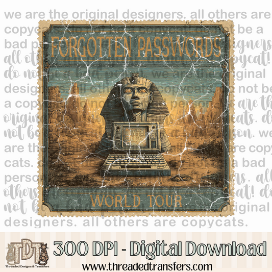 Forgotten Passwords World Tour Stamp Digital Design Download (PNG Format - no product shipped)
