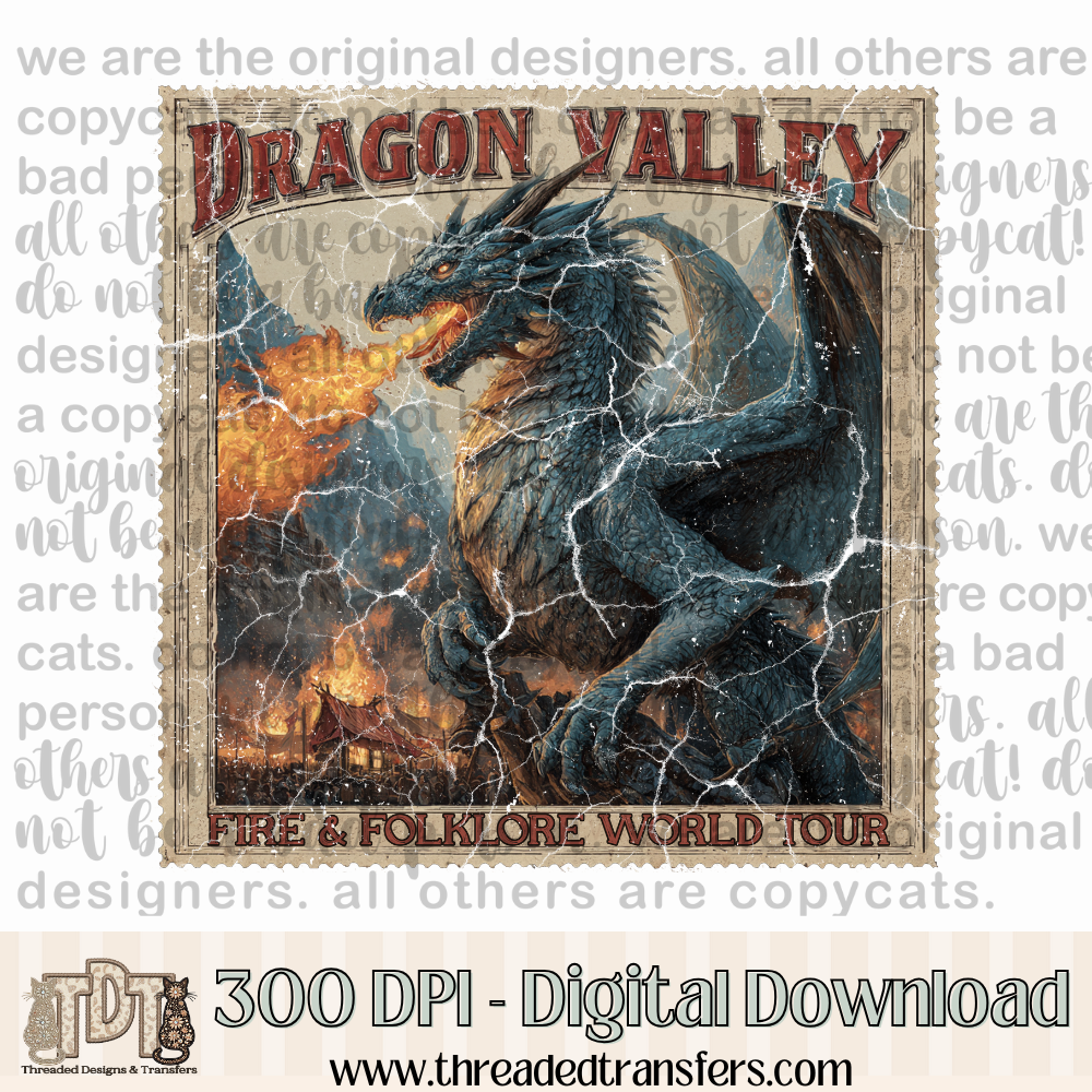 Dragon Valley World Tour Stamp Digital Design Download (PNG Format - no product shipped)