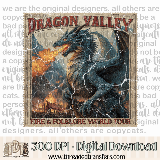Dragon Valley World Tour Stamp Digital Design Download (PNG Format - no product shipped)