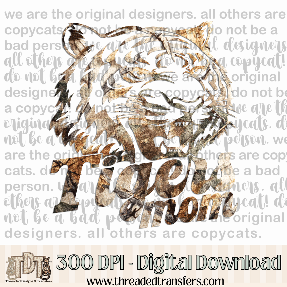 Tigers Mom Camo Digital Design Download (PNG Format - no product shipped)