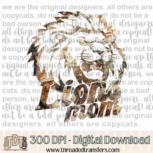 Lions Mom Camo Digital Design Download (PNG Format - no product shipped)