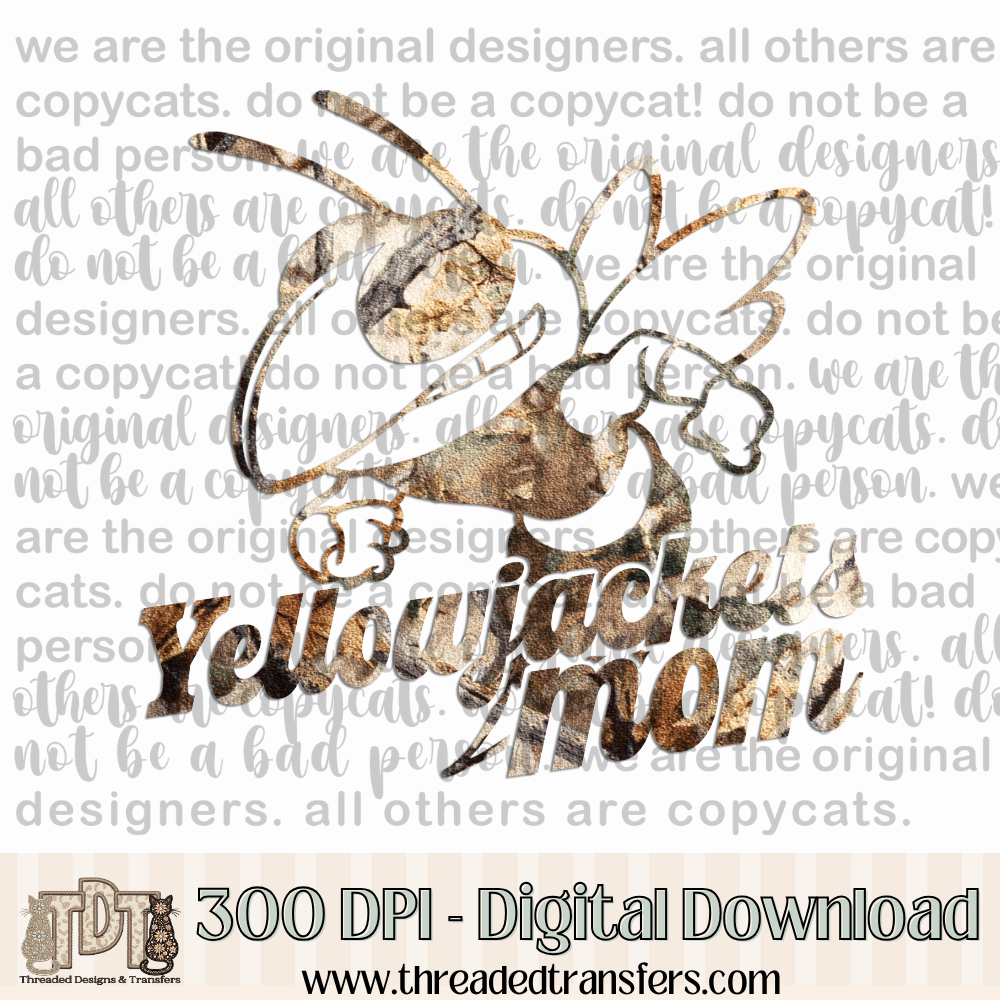 Yellowjackets Mom Camo Digital Design Download (PNG Format - no product shipped)