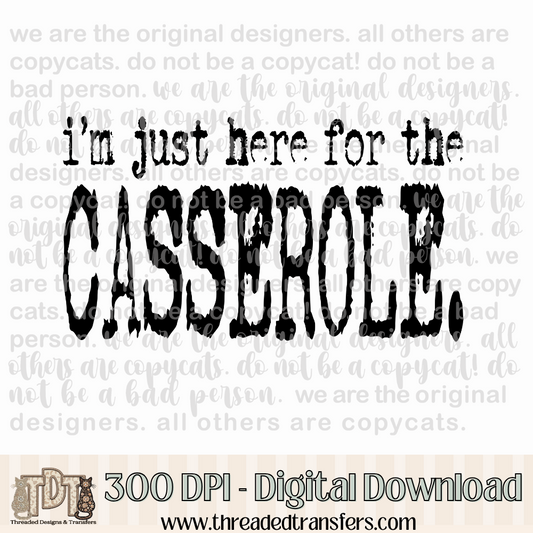Here for the Casserole Typography Digital Design Download (PNG Format - no product shipped)